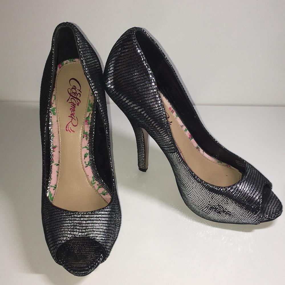 CeCe L'amour Black and Silver Pumps